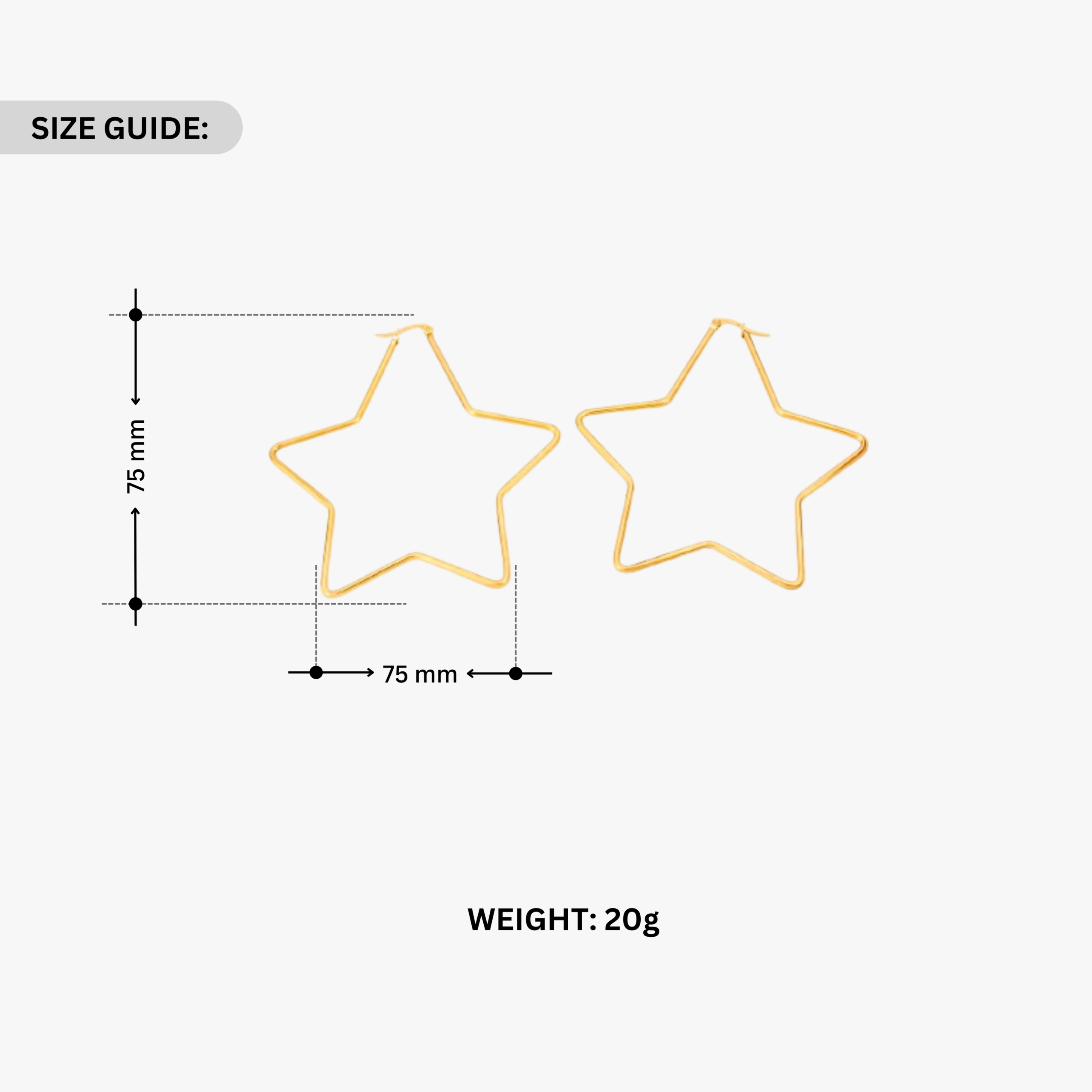 Gold Plated Star Oversized Hoops Earrings - Image 4