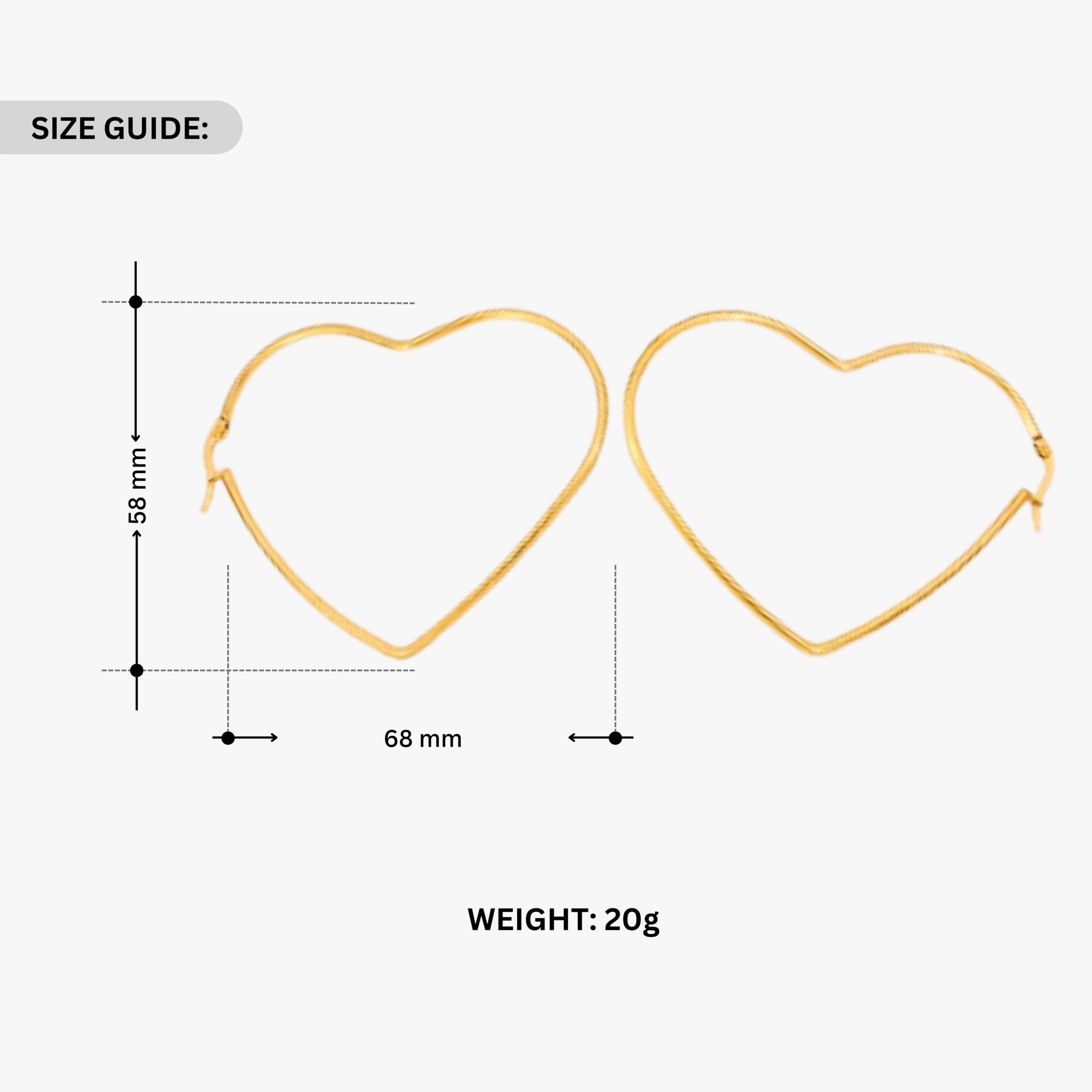 Gold Plated Heart Oversized Hoops Earrings - Image 4