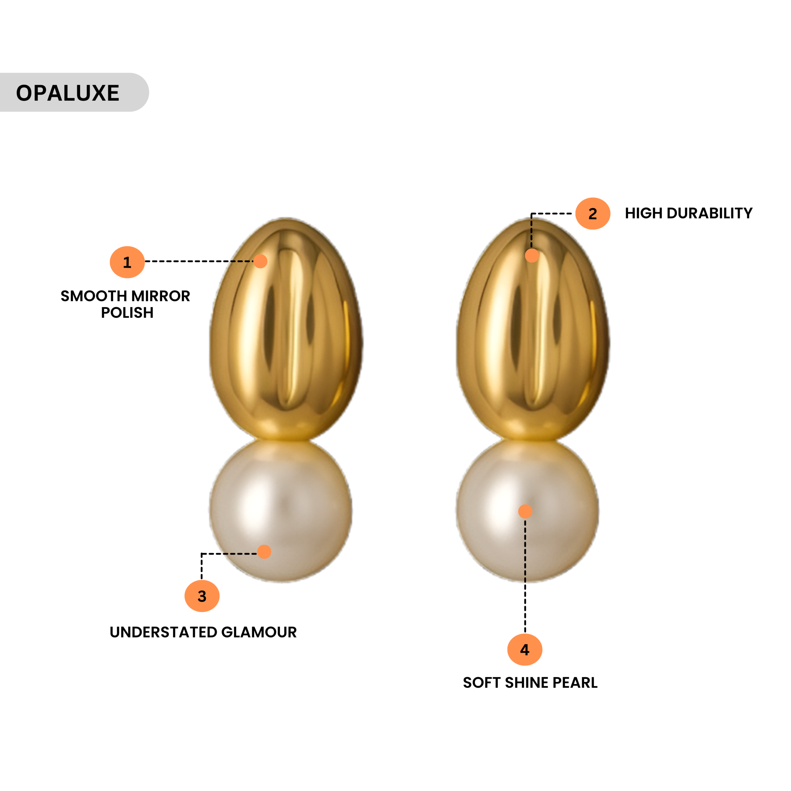 Gold Plated Pearl Stud Earrings - Image 3