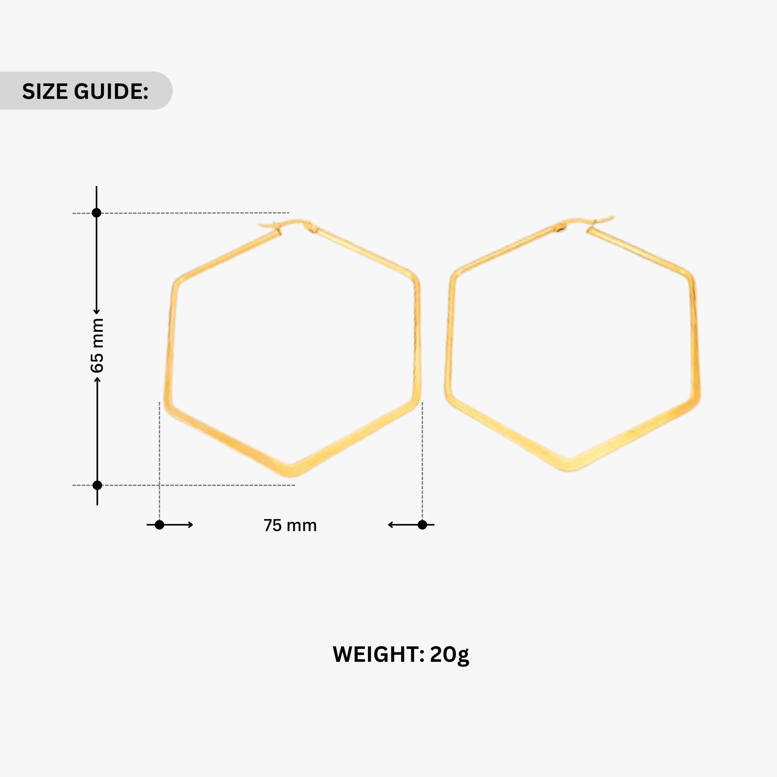 Gold Plated Hexagon Frame Hoops Earrings - Image 4