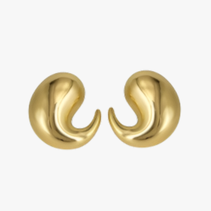 Gold Plated Comma Design Stud Earrings
