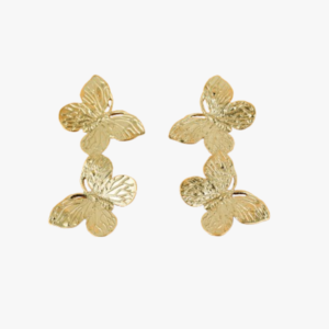 Plated Double Butterfly Drop Earrings for Women