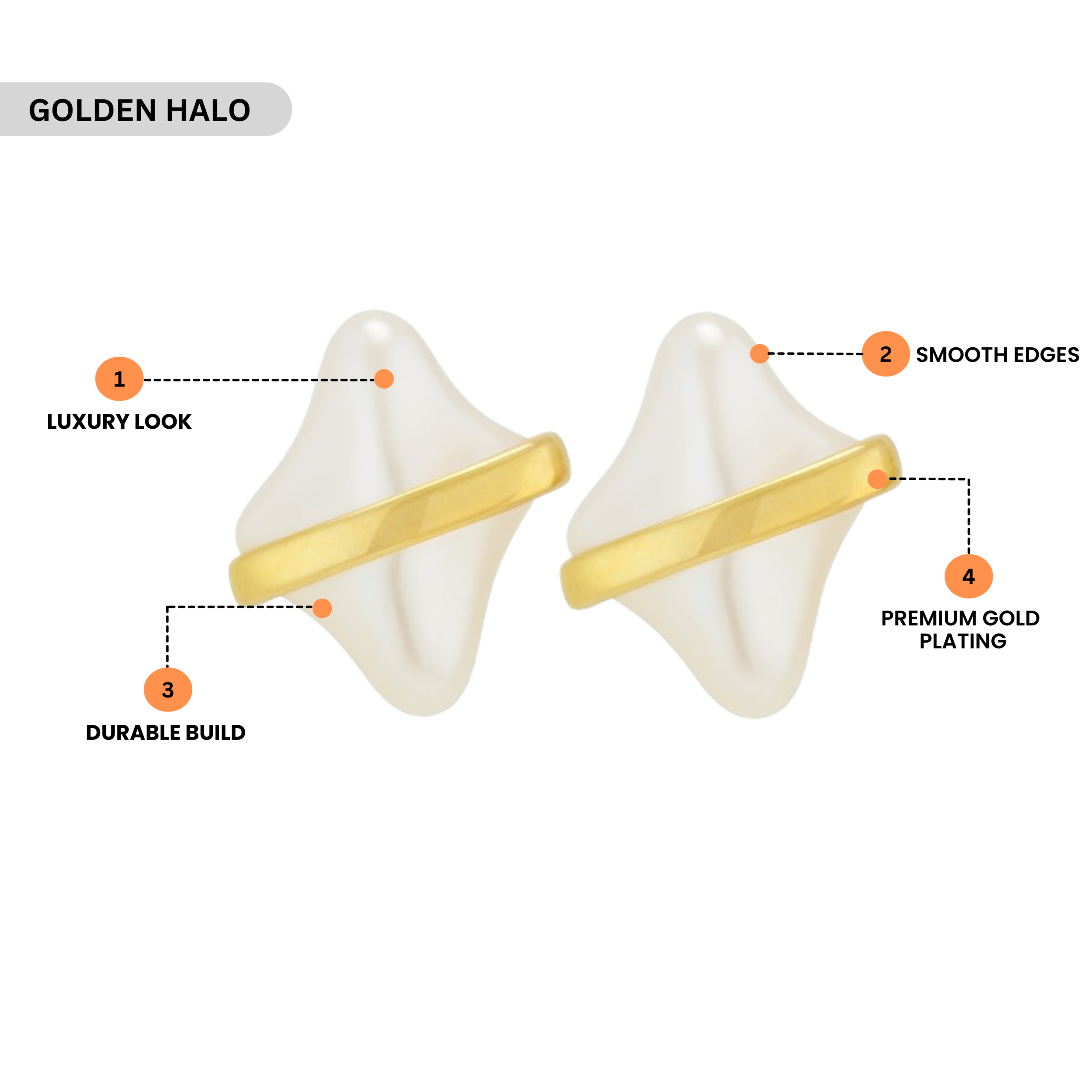Gold Plated Resin Stud Earrings - Image 3