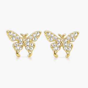 Gold Butterfly CZ Stone Earring