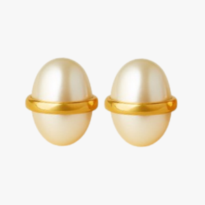 Gold Plated Oval Resin Stud Earrings