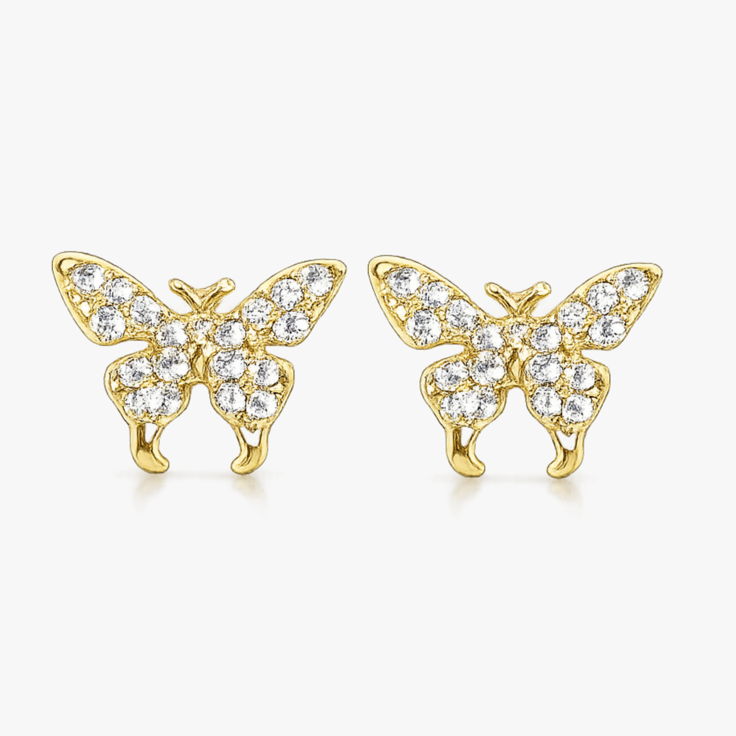 Gold Butterfly CZ Stone Earring