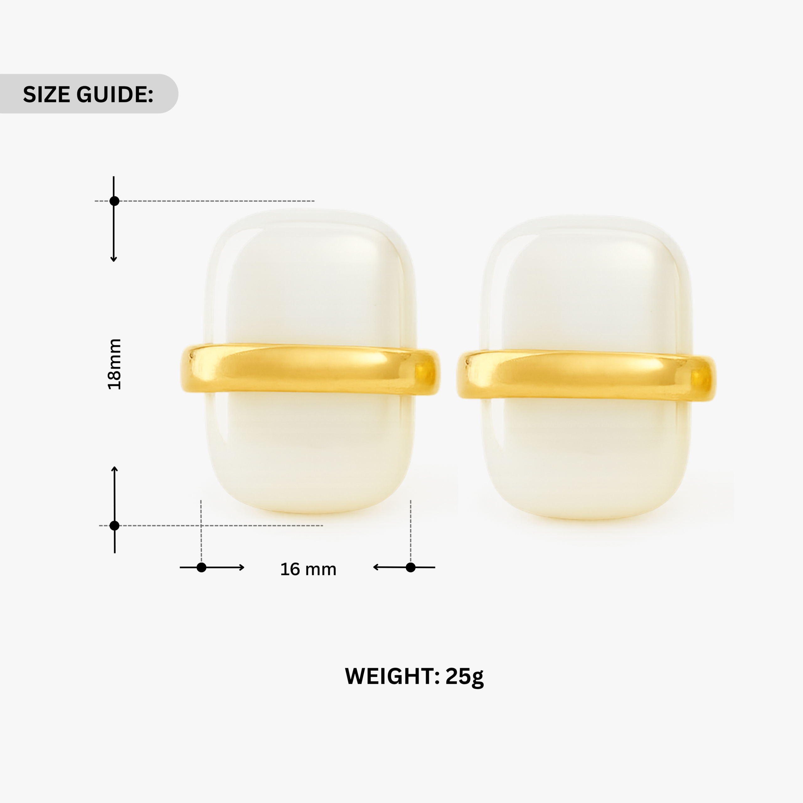 Pearl Rectangle Design Gold Plated Stud Earrings - Image 4