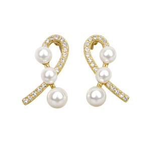 Pearl and CZ Stone Gold Plated Stud Earrings