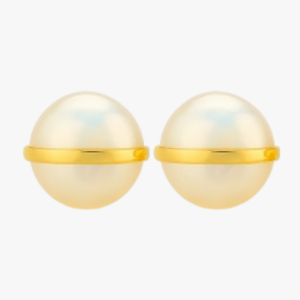 Pearl Round Design Gold Plated Stud Earrings