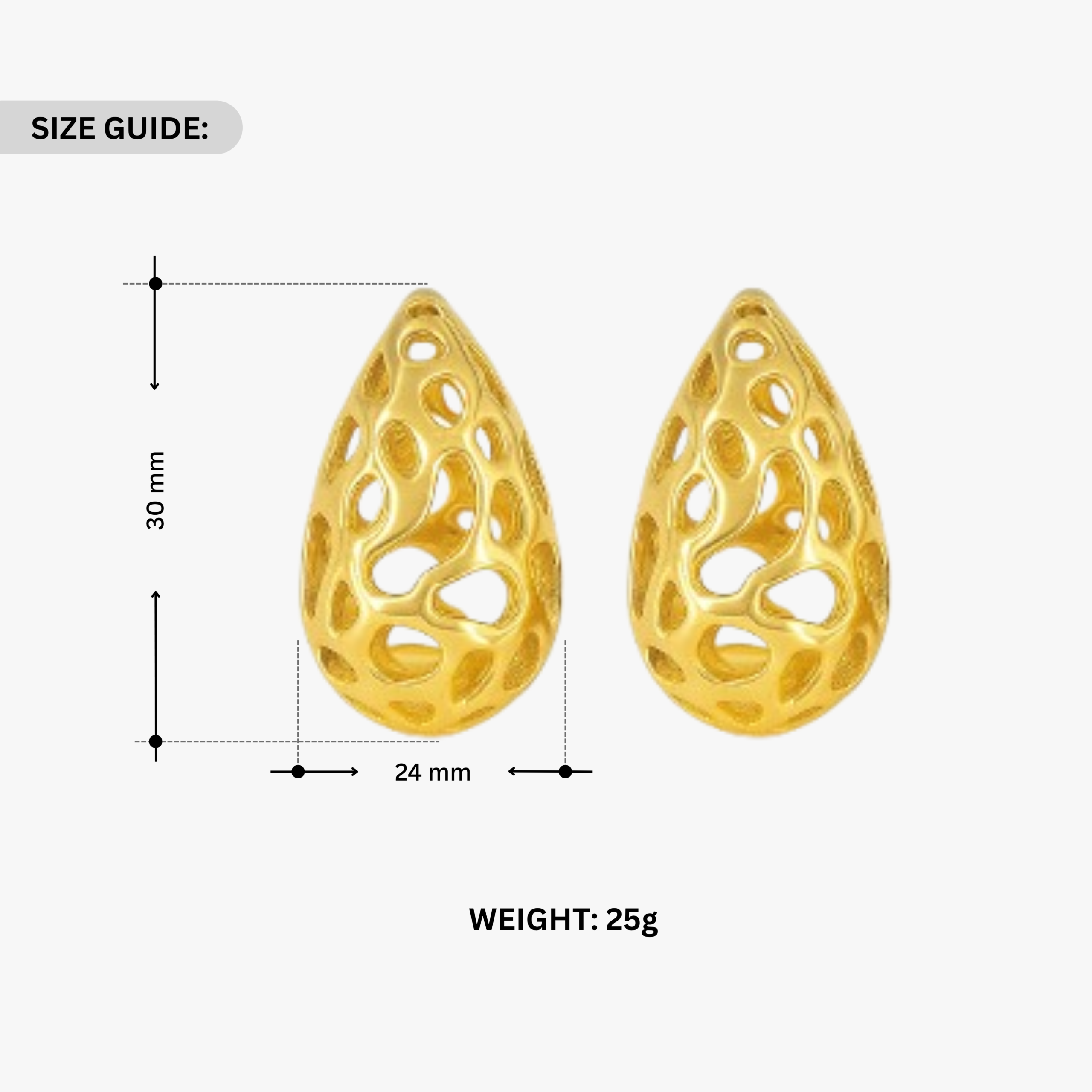 Gold Plated Hollow Teardrop Stud Earrings for Women - Image 4
