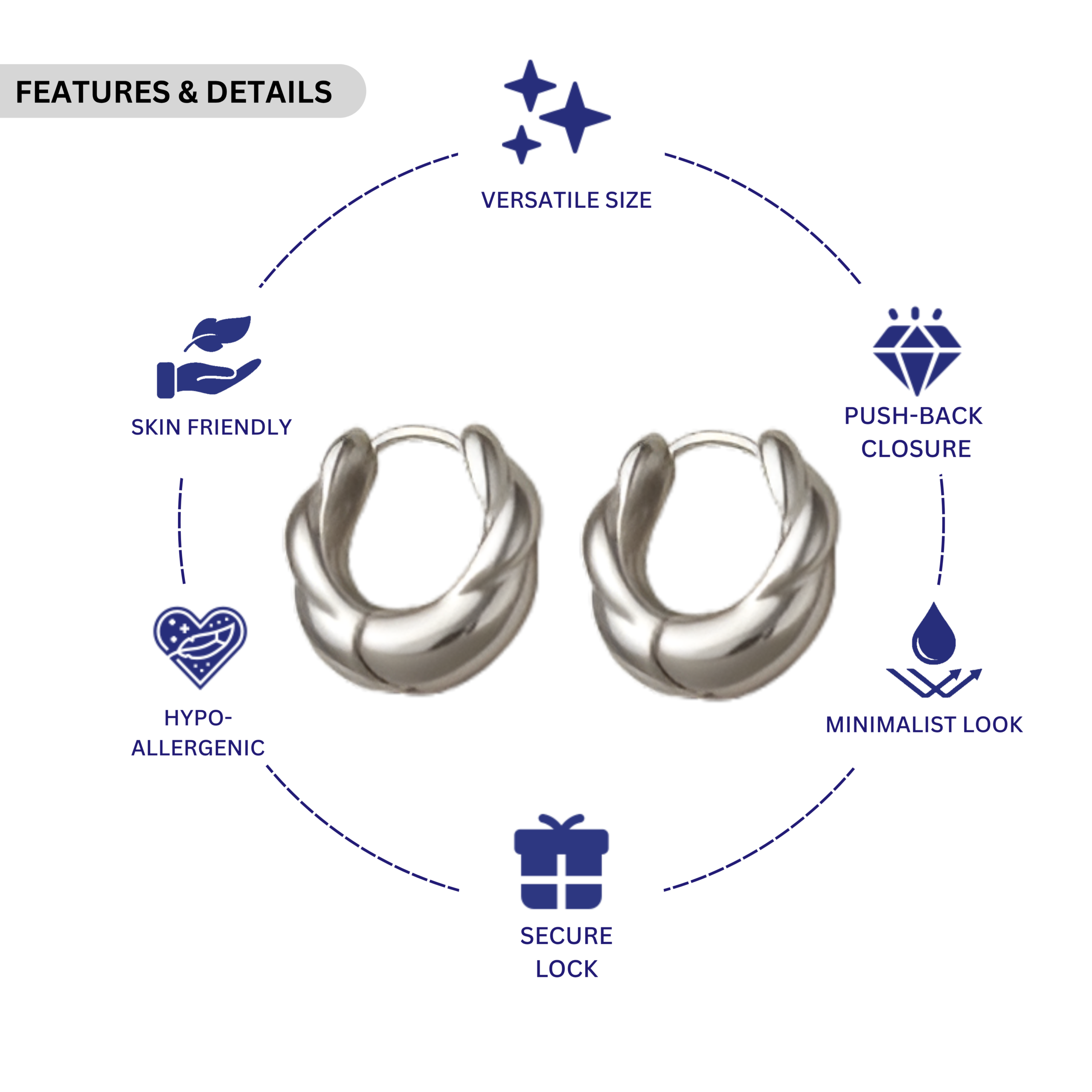 Silver Plated Twisted Huggie Hoop Earrings for Women - Image 2