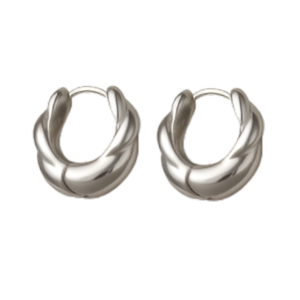 Silver Plated Twisted Huggie Hoop Earrings for Women