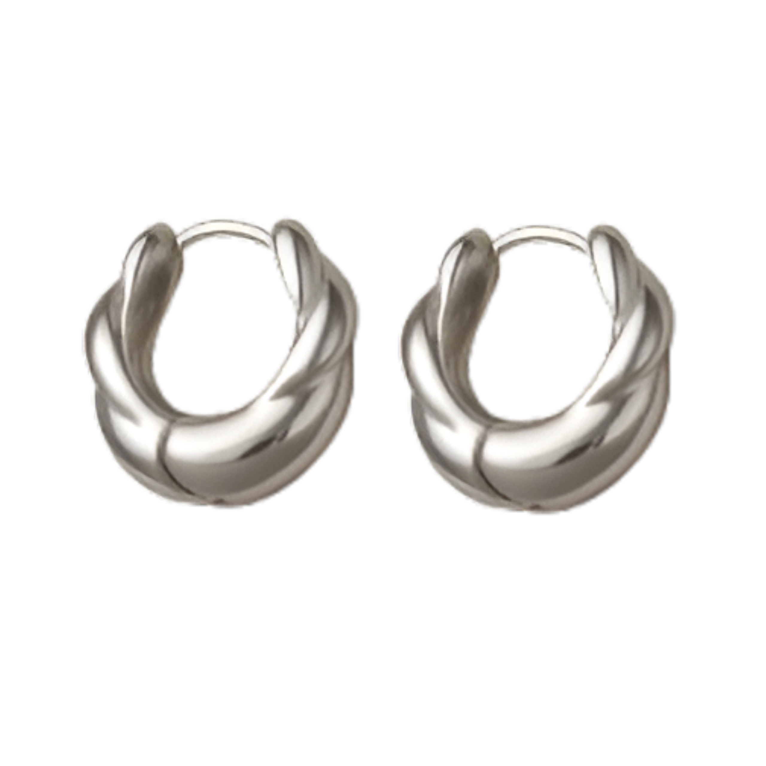 Silver Plated Twisted Huggie Hoop Earrings for Women