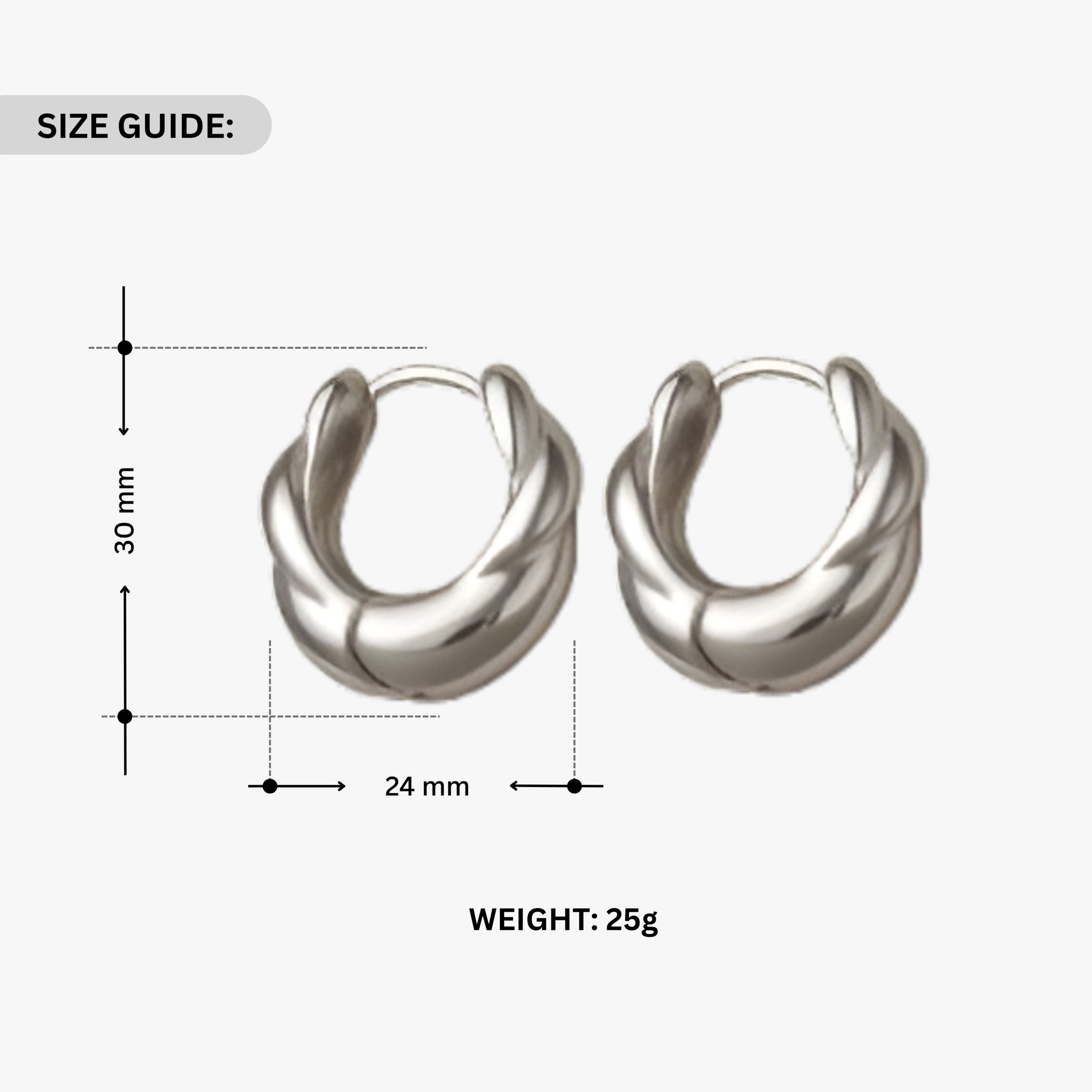 Silver Plated Twisted Huggie Hoop Earrings for Women - Image 4