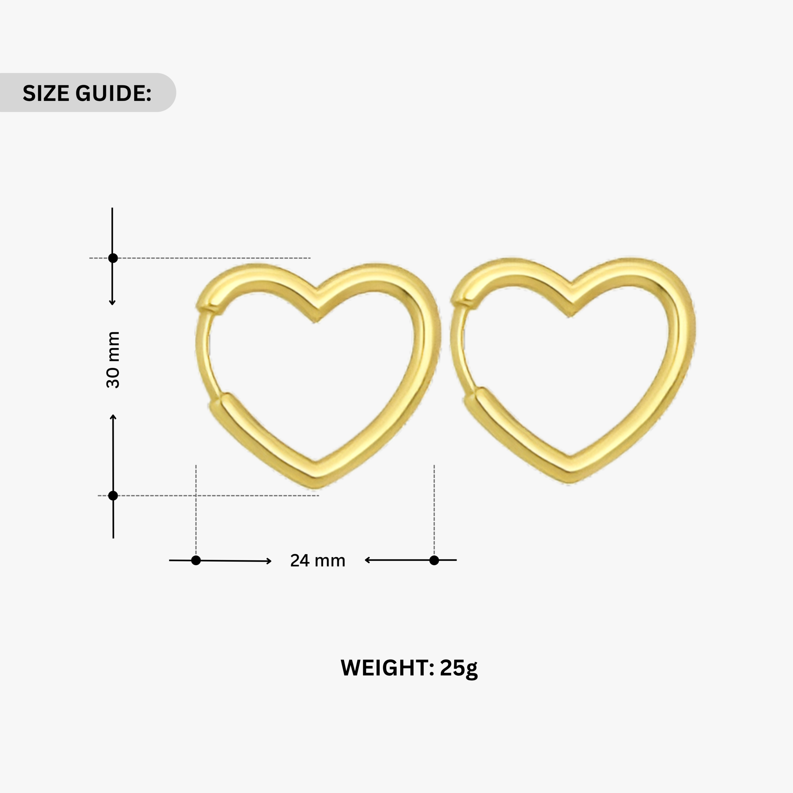 Gold Plated Heart Thick Shaped Hoop Earrings for Women Girls - Image 4