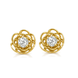 Floral Gold Plated Stud Earrings for Women and Girls