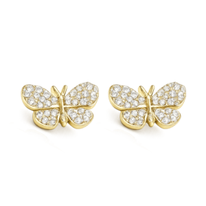 Butterfly Design Gold Plated CZ Stud Earrings