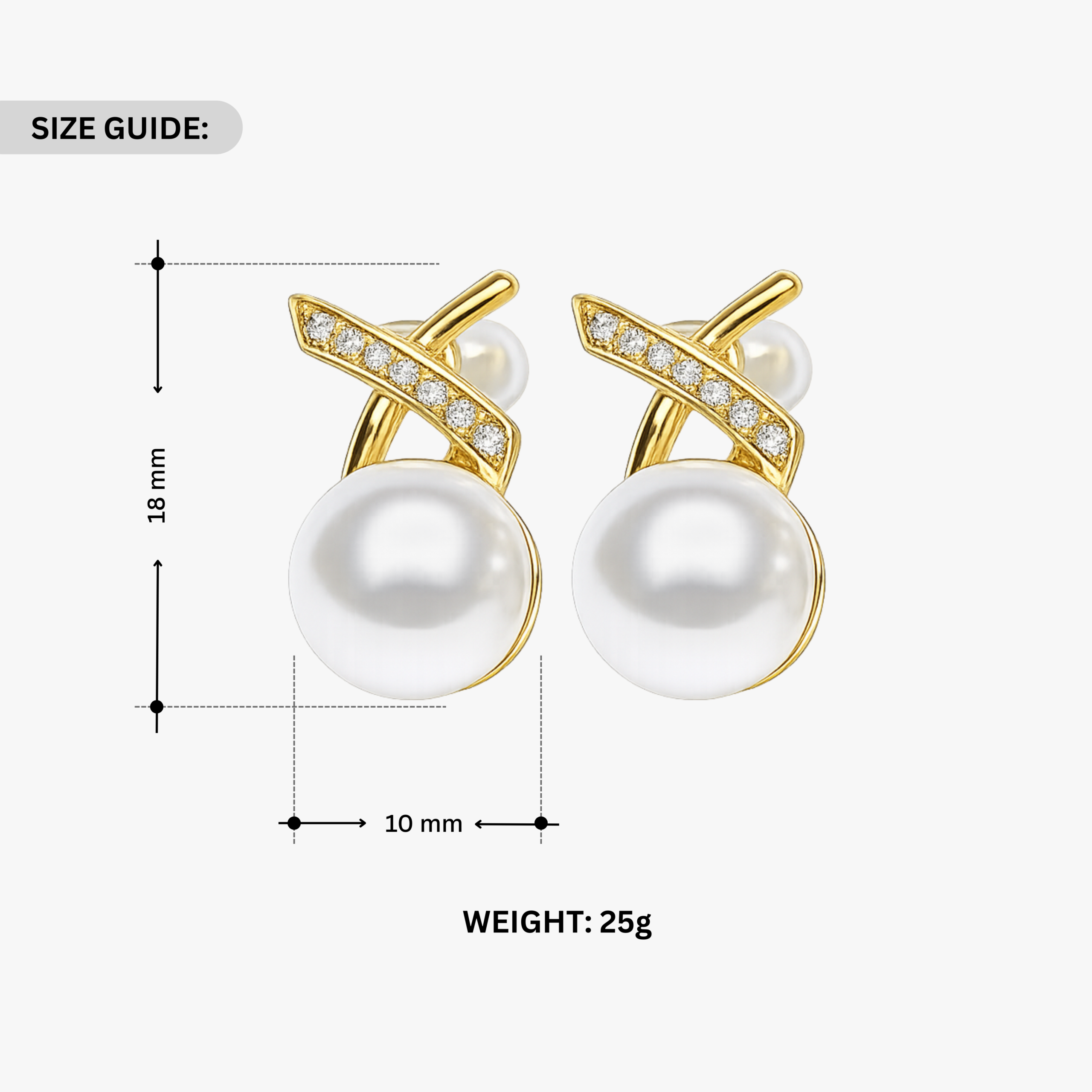Pearl and CZ Cross Stud Earrings - Image 4