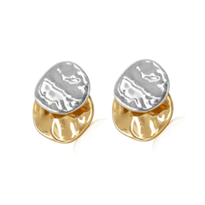 Dual Tone Coin Stud Earrings