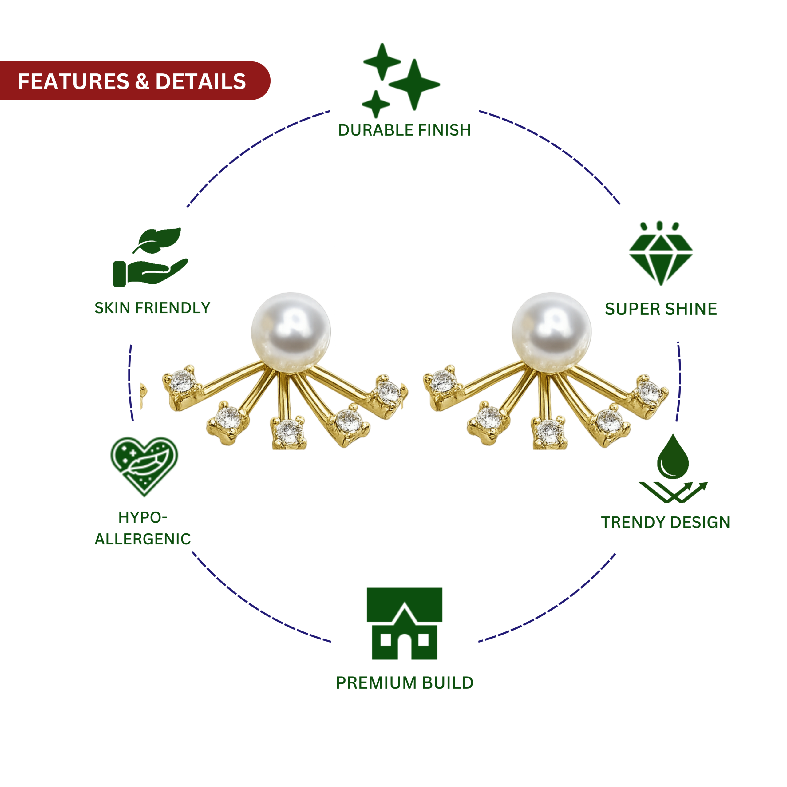 Pearl and CZ Stud Earrings - Image 2