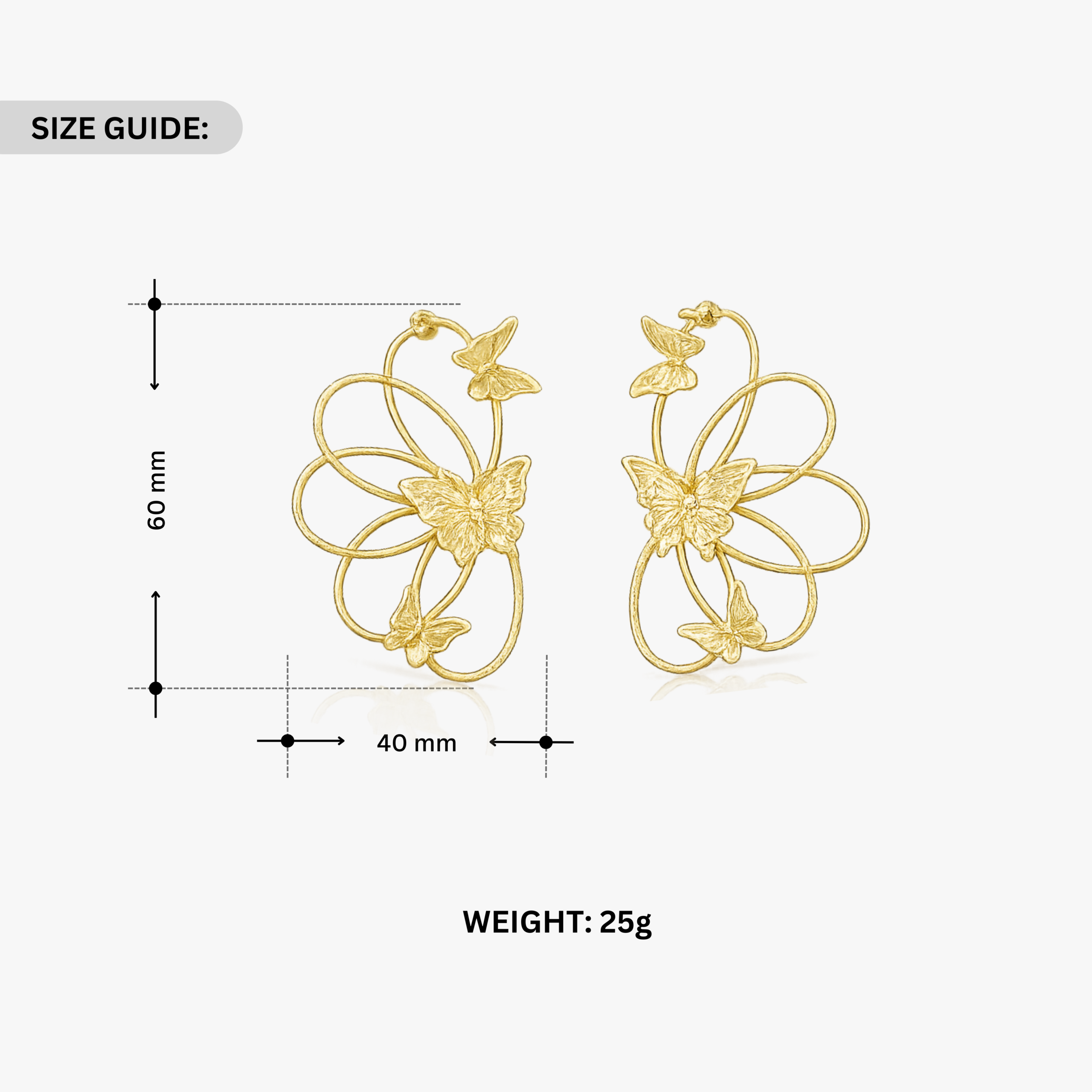 Butterfly Hoops Gold Earring - Image 4