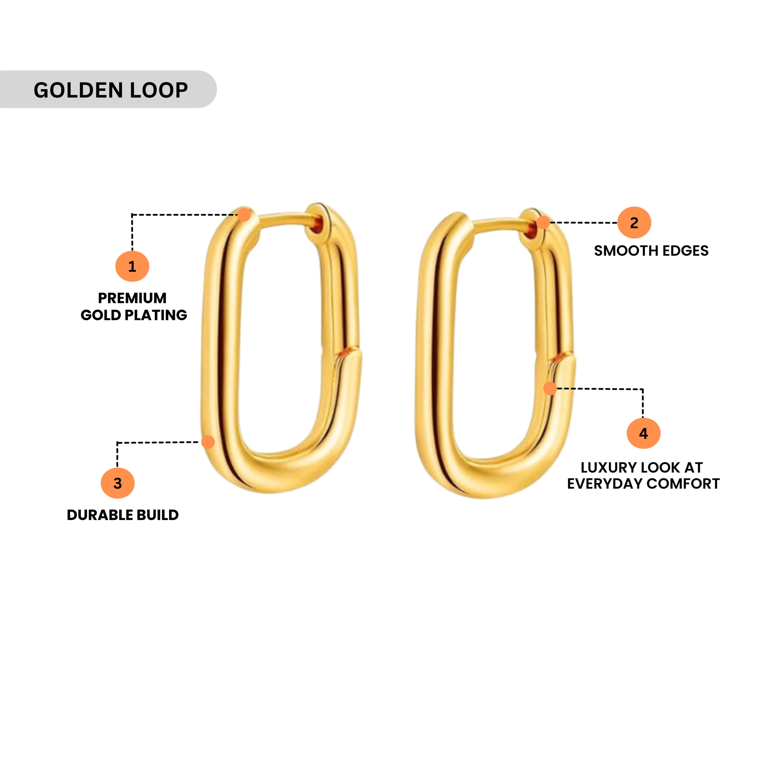 Gold Plated Oval Hoop Earrings - Image 3