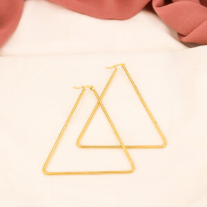 Gold Plated Triangle Frame Hoops Earrings