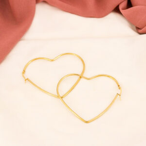 Gold Plated Heart Oversized Hoops Earrings